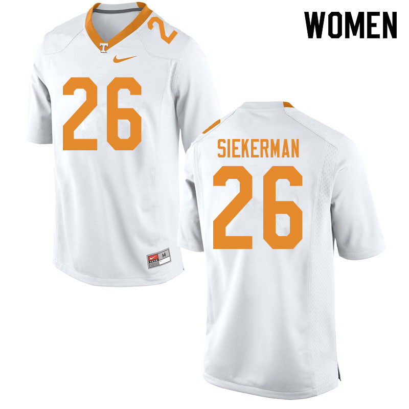 Women #26 J.T. Siekerman Tennessee Volunteers College Football Jerseys Sale-White